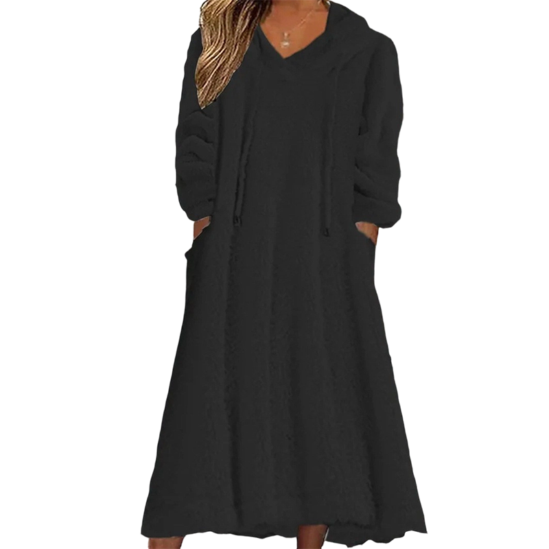 📢📢50%Rabatt!!!🎉✨Lässiges Plüsch-Kapuzen-Loungewear-Kleid für Damen