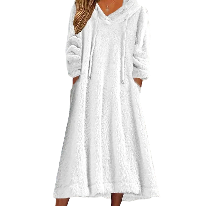 📢📢50%Rabatt!!!🎉✨Lässiges Plüsch-Kapuzen-Loungewear-Kleid für Damen