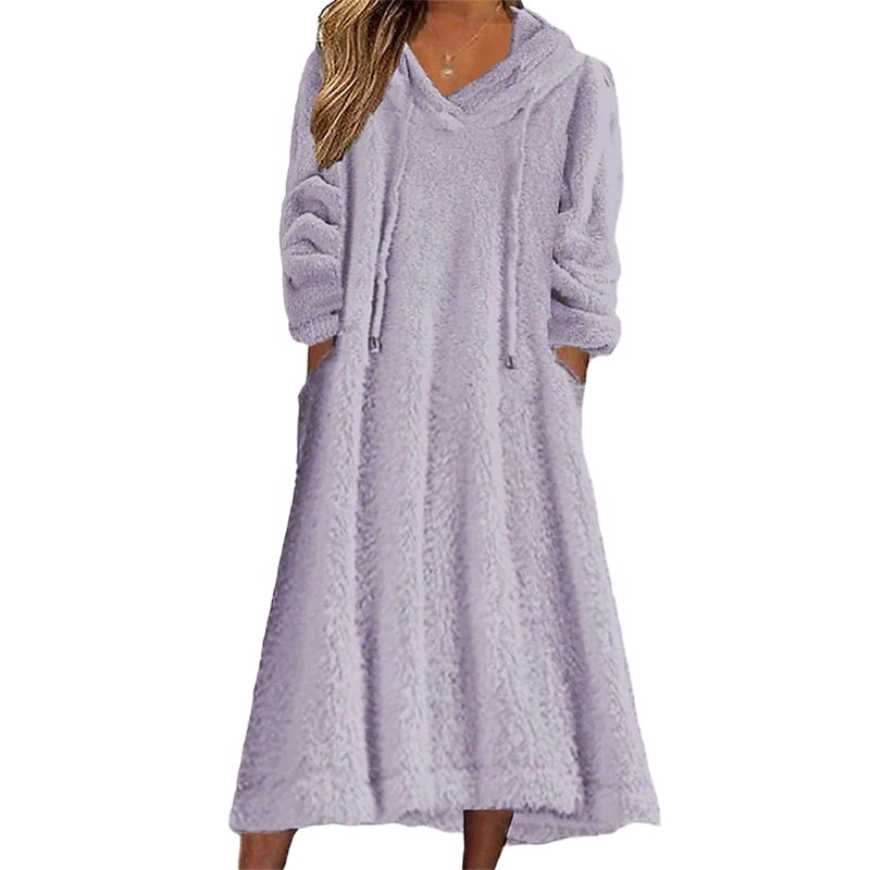📢📢50%Rabatt!!!🎉✨Lässiges Plüsch-Kapuzen-Loungewear-Kleid für Damen