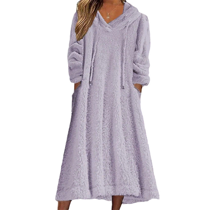 📢📢50%Rabatt!!!🎉✨Lässiges Plüsch-Kapuzen-Loungewear-Kleid für Damen
