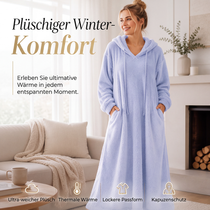 📢📢50%Rabatt!!!🎉✨Lässiges Plüsch-Kapuzen-Loungewear-Kleid für Damen