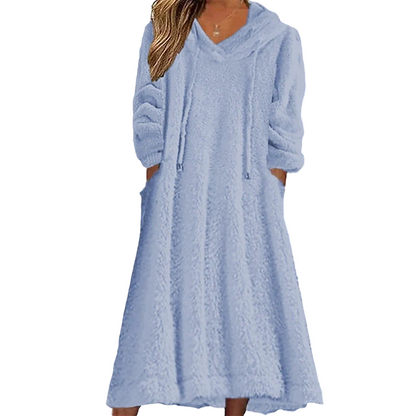 📢📢50%Rabatt!!!🎉✨Lässiges Plüsch-Kapuzen-Loungewear-Kleid für Damen