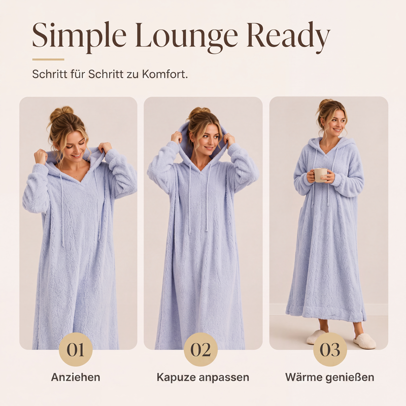 📢📢50%Rabatt!!!🎉✨Lässiges Plüsch-Kapuzen-Loungewear-Kleid für Damen