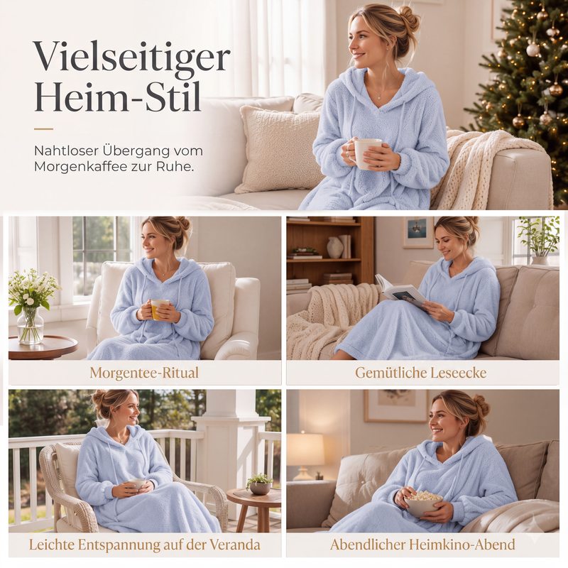 📢📢50%Rabatt!!!🎉✨Lässiges Plüsch-Kapuzen-Loungewear-Kleid für Damen