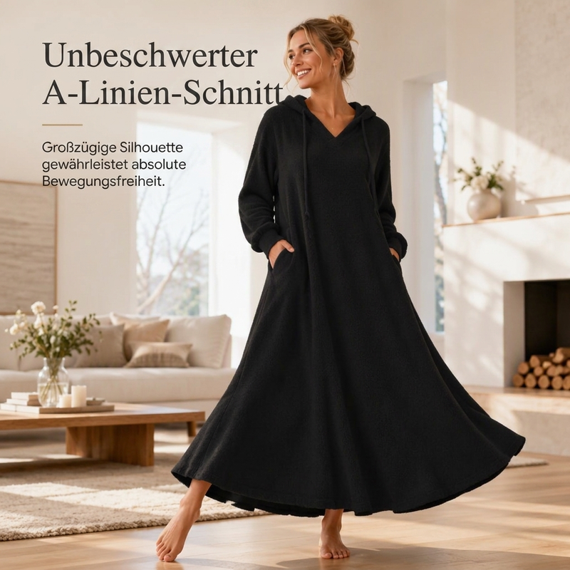📢📢50%Rabatt!!!🎉✨Lässiges Plüsch-Kapuzen-Loungewear-Kleid für Damen