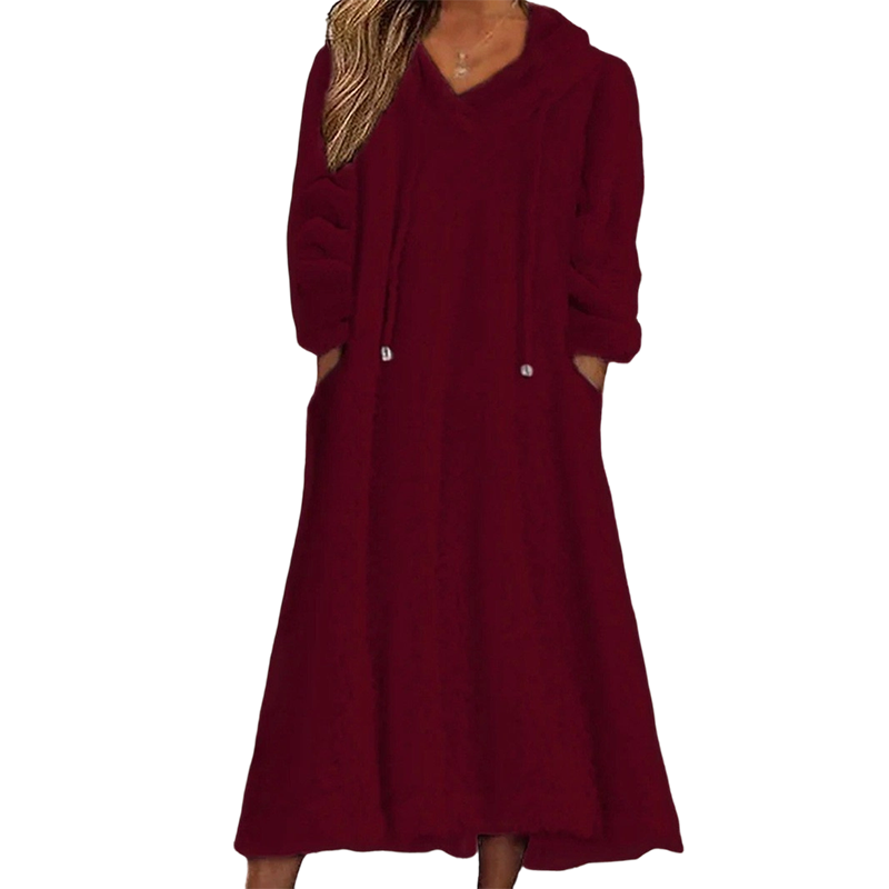 📢📢50%Rabatt!!!🎉✨Lässiges Plüsch-Kapuzen-Loungewear-Kleid für Damen