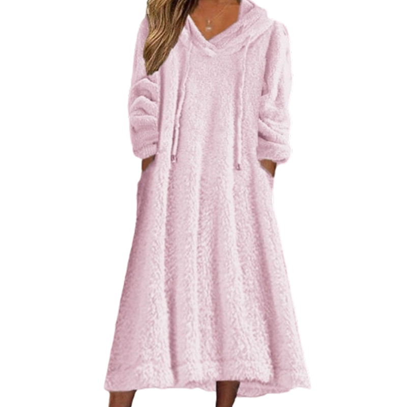 📢📢50%Rabatt!!!🎉✨Lässiges Plüsch-Kapuzen-Loungewear-Kleid für Damen