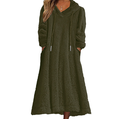 📢📢50%Rabatt!!!🎉✨Lässiges Plüsch-Kapuzen-Loungewear-Kleid für Damen