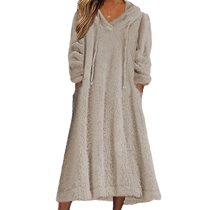📢📢50%Rabatt!!!🎉✨Lässiges Plüsch-Kapuzen-Loungewear-Kleid für Damen