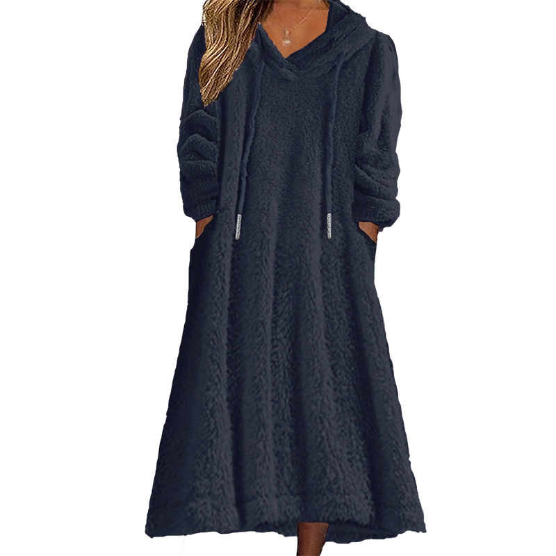 📢📢50%Rabatt!!!🎉✨Lässiges Plüsch-Kapuzen-Loungewear-Kleid für Damen