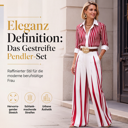 📢📢50%Rabatt!!!🎉✨Legeres gestreiftes Hemd & Weite Hosen für Damen