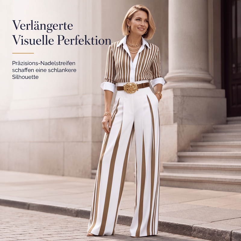 📢📢50%Rabatt!!!🎉✨Legeres gestreiftes Hemd & Weite Hosen für Damen