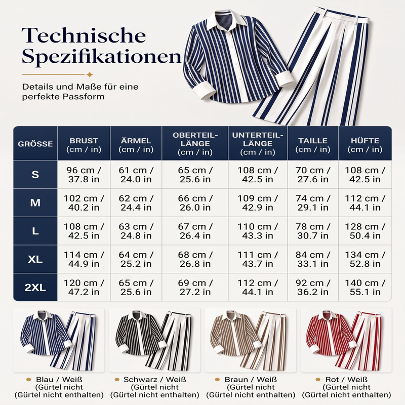 📢📢50%Rabatt!!!🎉✨Legeres gestreiftes Hemd & Weite Hosen für Damen