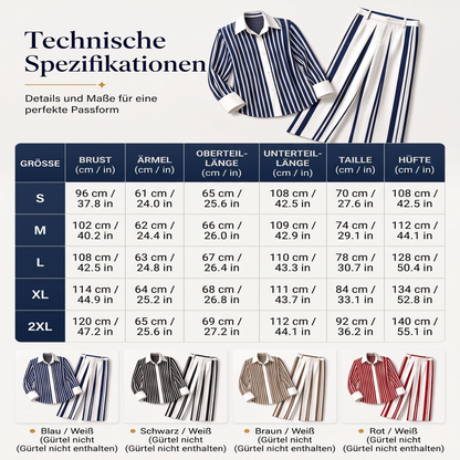 📢📢50%Rabatt!!!🎉✨Legeres gestreiftes Hemd & Weite Hosen für Damen