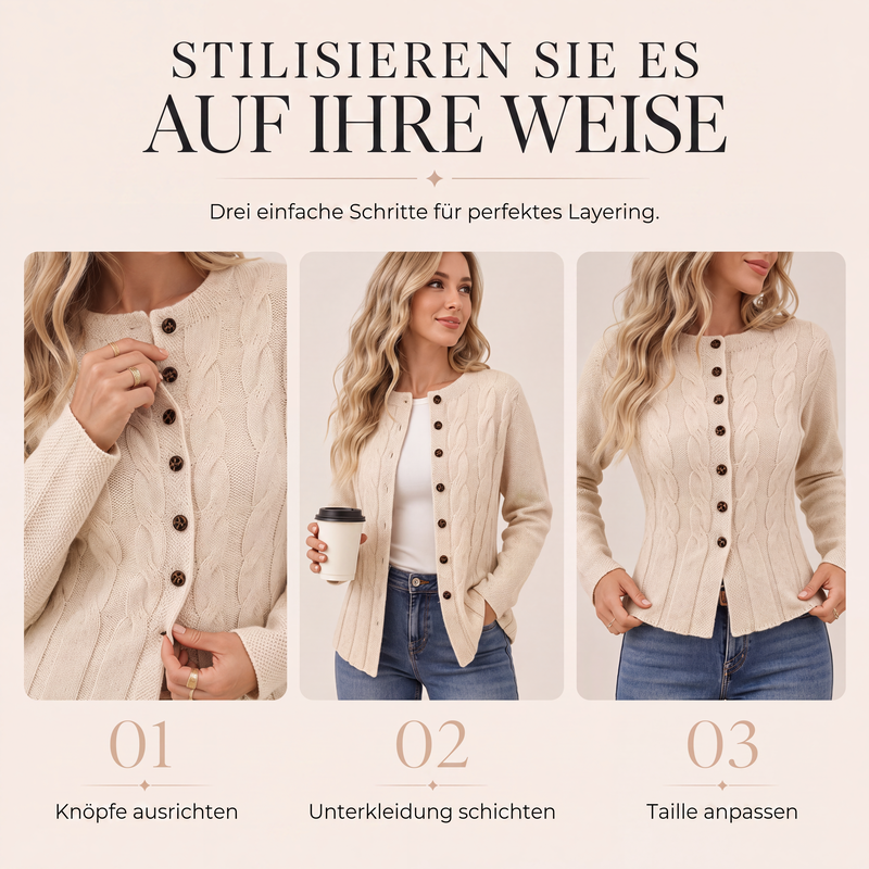 🌸 Cardigan mit Zopfmuster – Hochwertige Qualität, feminine Passform & vielseitig kombinierbar – Perfekt für jeden Look – Jetzt 50% Rabatt!