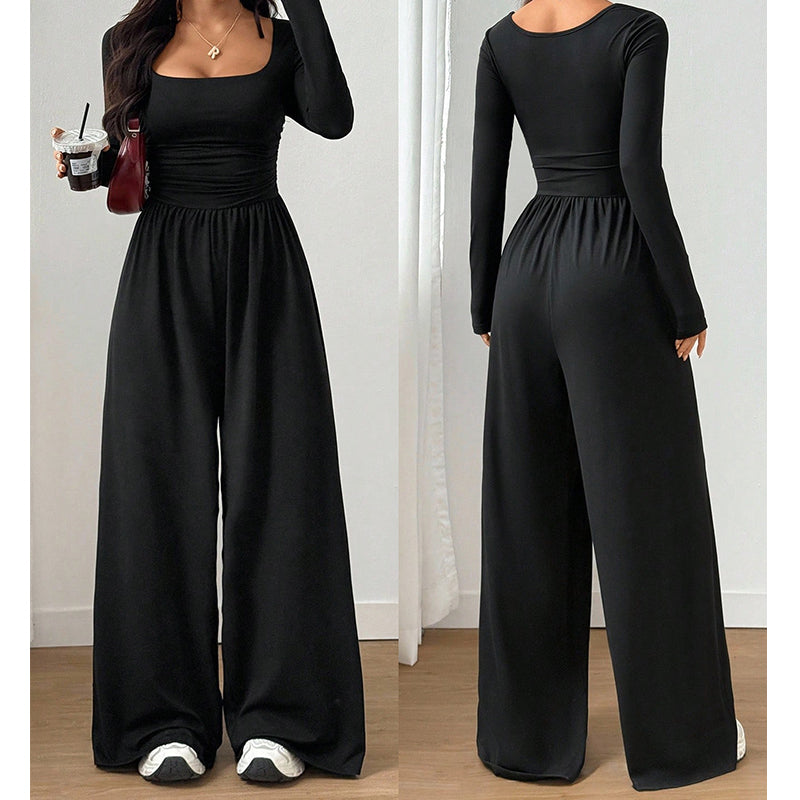 📢📢50%Rabatt!!!🎉✨Lässiger Weitbein-Jumpsuit mit quadratischem Ausschnitt für Damen