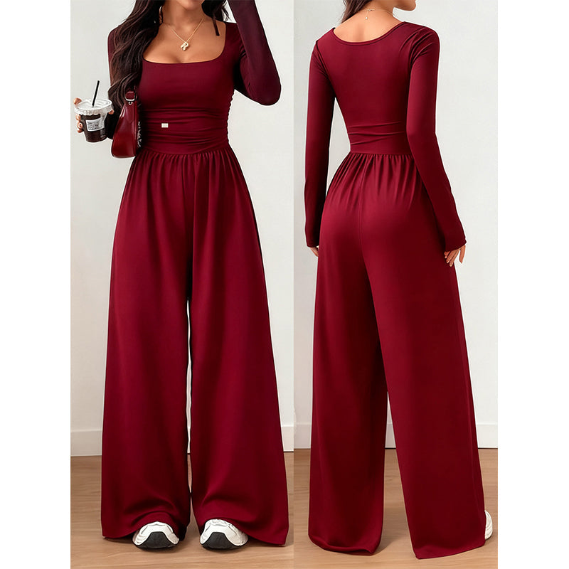📢📢50%Rabatt!!!🎉✨Lässiger Weitbein-Jumpsuit mit quadratischem Ausschnitt für Damen