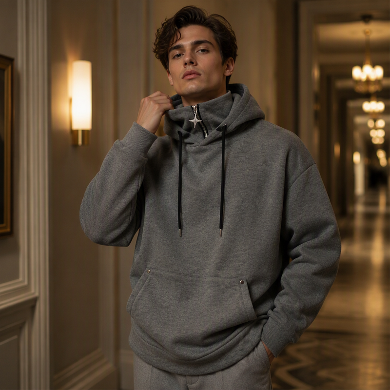 📢📢50%Rabatt!!!🎉✨Herren Casual Hoodie mit hohem Kragen, lockere Passform