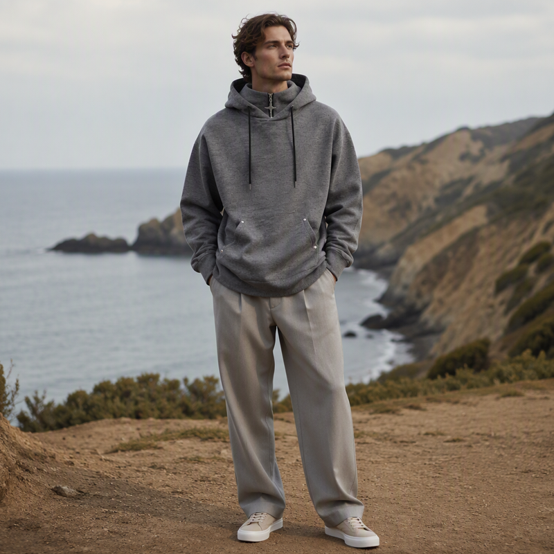 📢📢50%Rabatt!!!🎉✨Herren Casual Hoodie mit hohem Kragen, lockere Passform