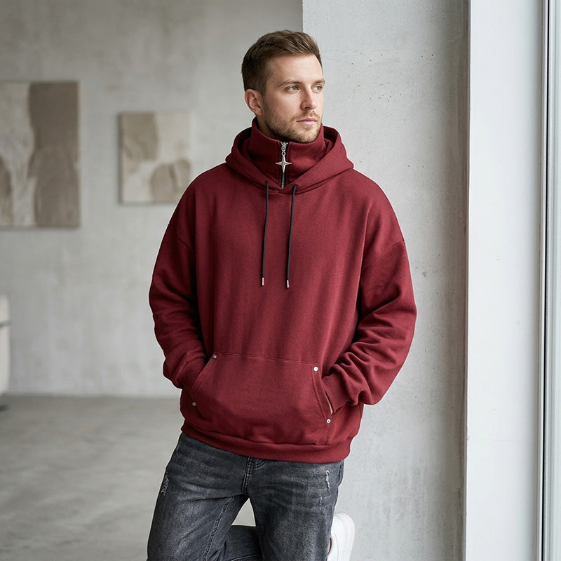 📢📢50%Rabatt!!!🎉✨Herren Casual Hoodie mit hohem Kragen, lockere Passform