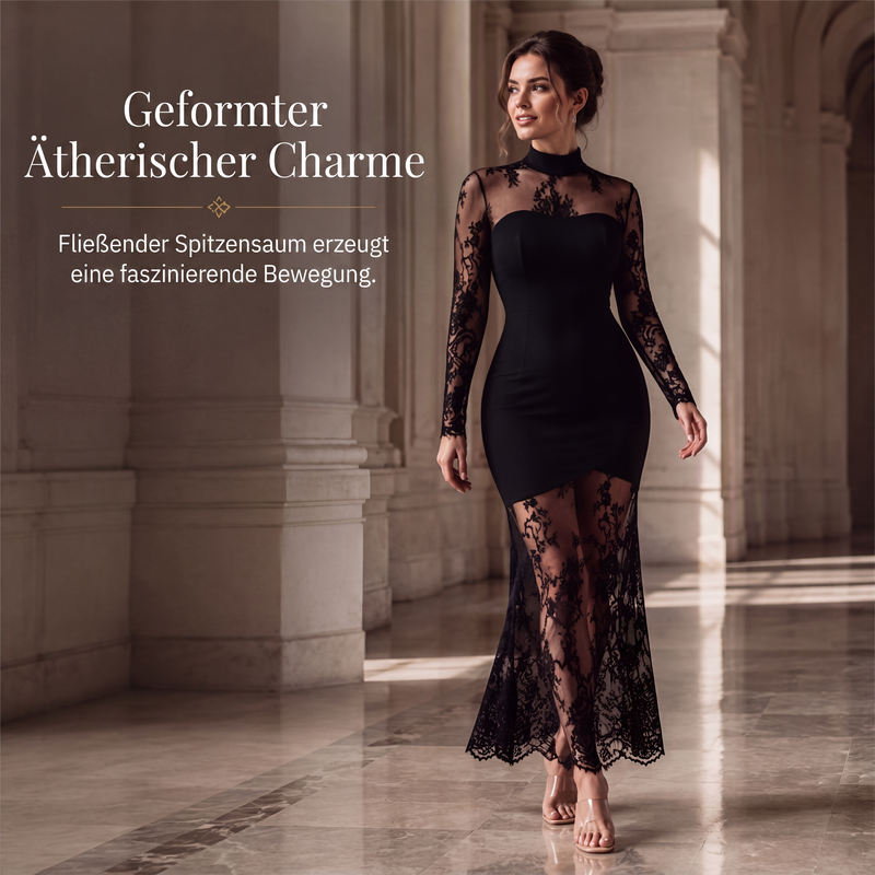 📢🎉50%Rabatt!!!🛍️✨Langärmliges Maxikleid für Damen mit Spitzeneinsatz