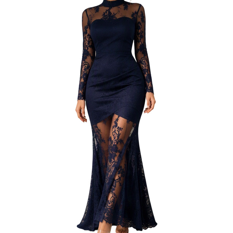 📢🎉50%Rabatt!!!🛍️✨Langärmliges Maxikleid für Damen mit Spitzeneinsatz
