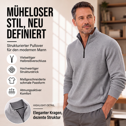 📢50%Rabatt!!!🎉✨Herren Waffelstrick Viertelreißverschluss T-Shirt
