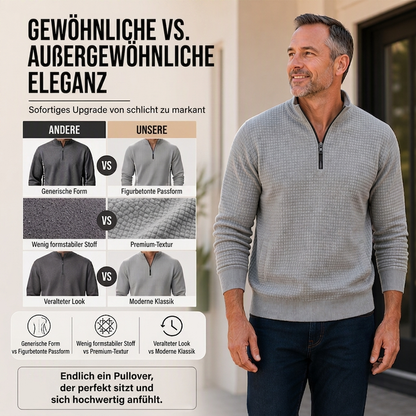 📢50%Rabatt!!!🎉✨Herren Waffelstrick Viertelreißverschluss T-Shirt