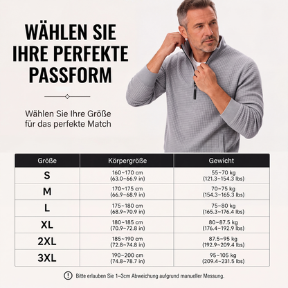 📢50%Rabatt!!!🎉✨Herren Waffelstrick Viertelreißverschluss T-Shirt
