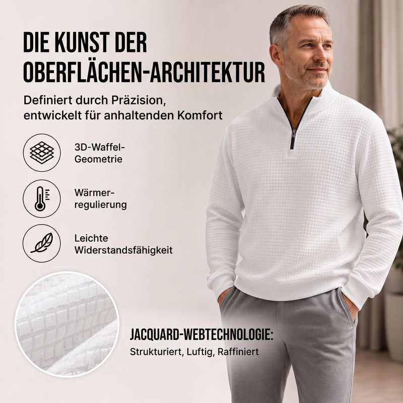 📢50%Rabatt!!!🎉✨Herren Waffelstrick Viertelreißverschluss T-Shirt