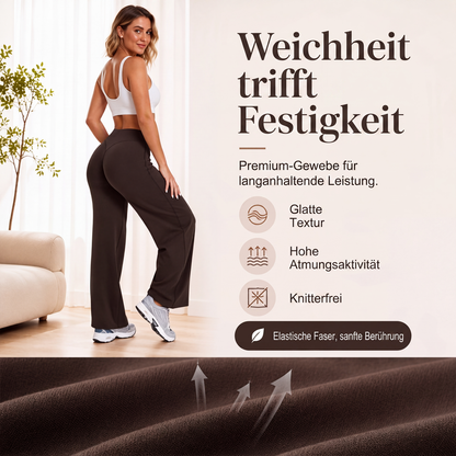 📢📢50%Rabatt!!!🎉✨Damen Yoga-Hose mit hoher Taille & weitem Bein – Bequemer Stretch, figurschmeichelnder Schnitt & vielseitig kombinierbar – Perfekt für Yoga, Sport & Alltag