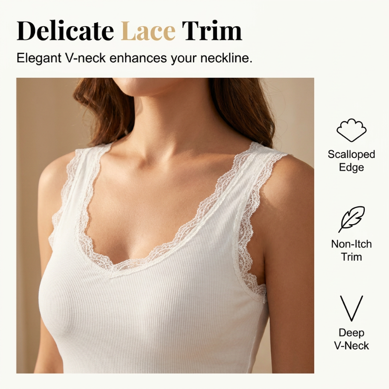 🔥✨ 1 GEKAUFT 1 GRATIS! Damen Slim Fit Rippträger – Integrierter Bügel-BH, Spitzenbordüre V-Ausschnitt, Dehnbarer Baumwollstoff, Glatter Rücken · Schwarz Weiß Grau · S bis XL ⏰