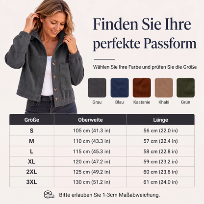 📢📢50%Rabatt!!!🎉✨Damen-Casual-Jacke aus Cord mit Kapuze