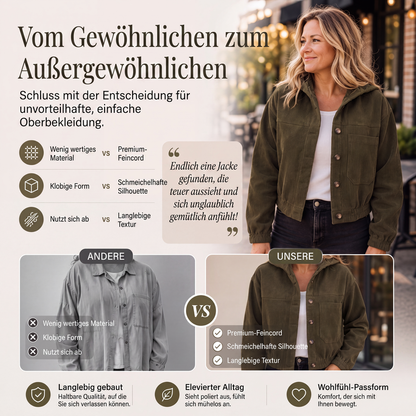 📢📢50%Rabatt!!!🎉✨Damen-Casual-Jacke aus Cord mit Kapuze