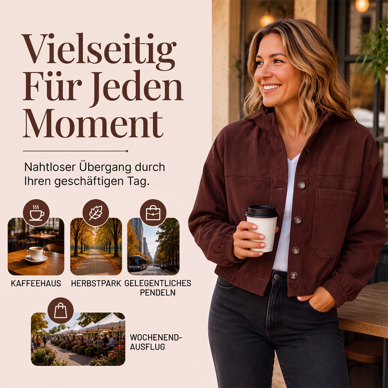 📢📢50%Rabatt!!!🎉✨Damen-Casual-Jacke aus Cord mit Kapuze