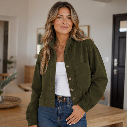 📢📢50%Rabatt!!!🎉✨Damen-Casual-Jacke aus Cord mit Kapuze