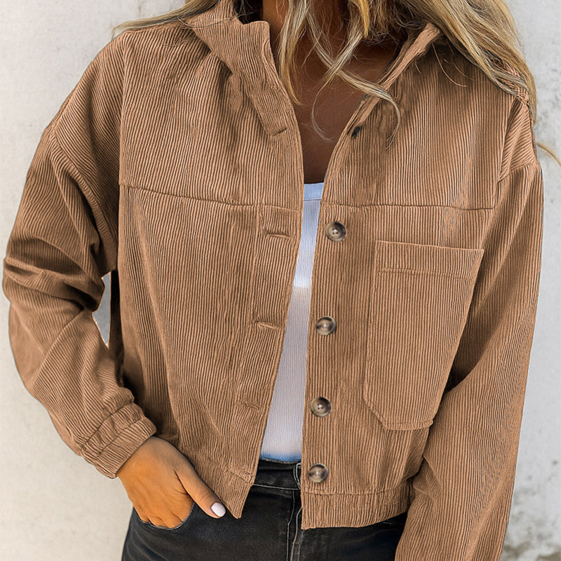 📢📢50%Rabatt!!!🎉✨Damen-Casual-Jacke aus Cord mit Kapuze