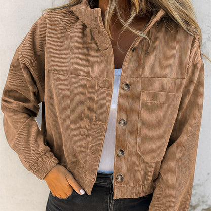 📢📢50%Rabatt!!!🎉✨Damen-Casual-Jacke aus Cord mit Kapuze