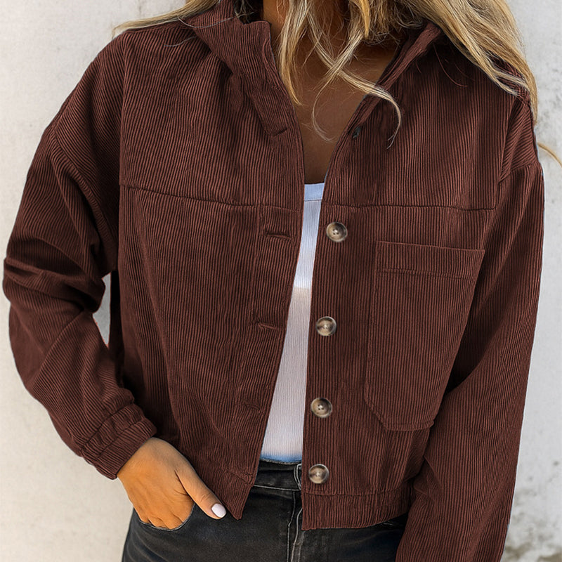 📢📢50%Rabatt!!!🎉✨Damen-Casual-Jacke aus Cord mit Kapuze