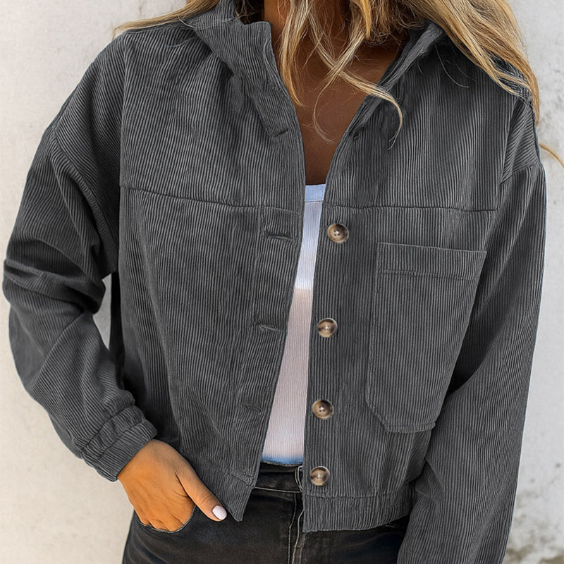 📢📢50%Rabatt!!!🎉✨Damen-Casual-Jacke aus Cord mit Kapuze