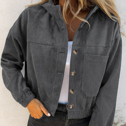 📢📢50%Rabatt!!!🎉✨Damen-Casual-Jacke aus Cord mit Kapuze