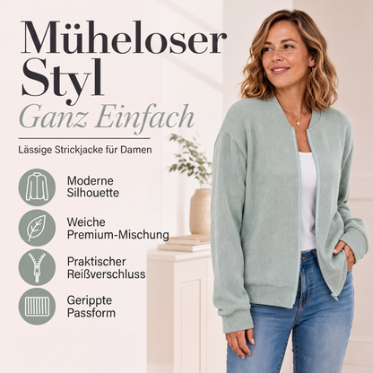 Lässige Damen-Strick-Baseballjacke