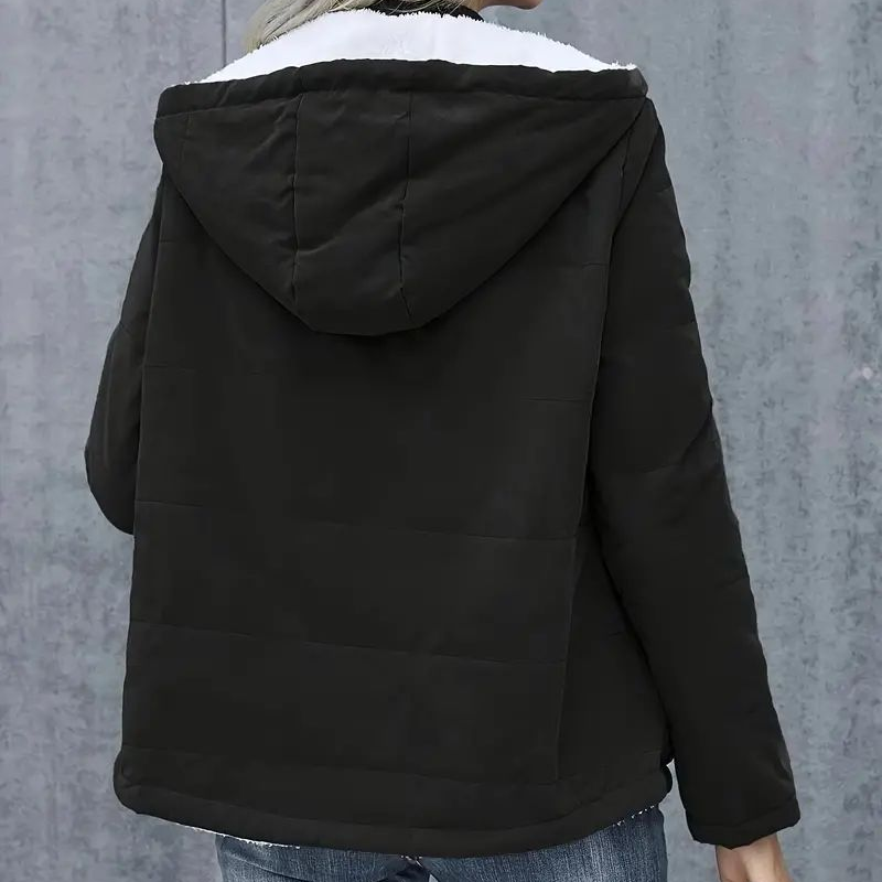 Damen-Jacke mit langem Arm, Kapuze und Plüschfutter