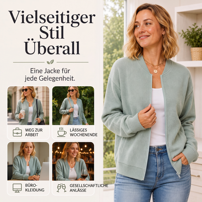 Lässige Damen-Strick-Baseballjacke