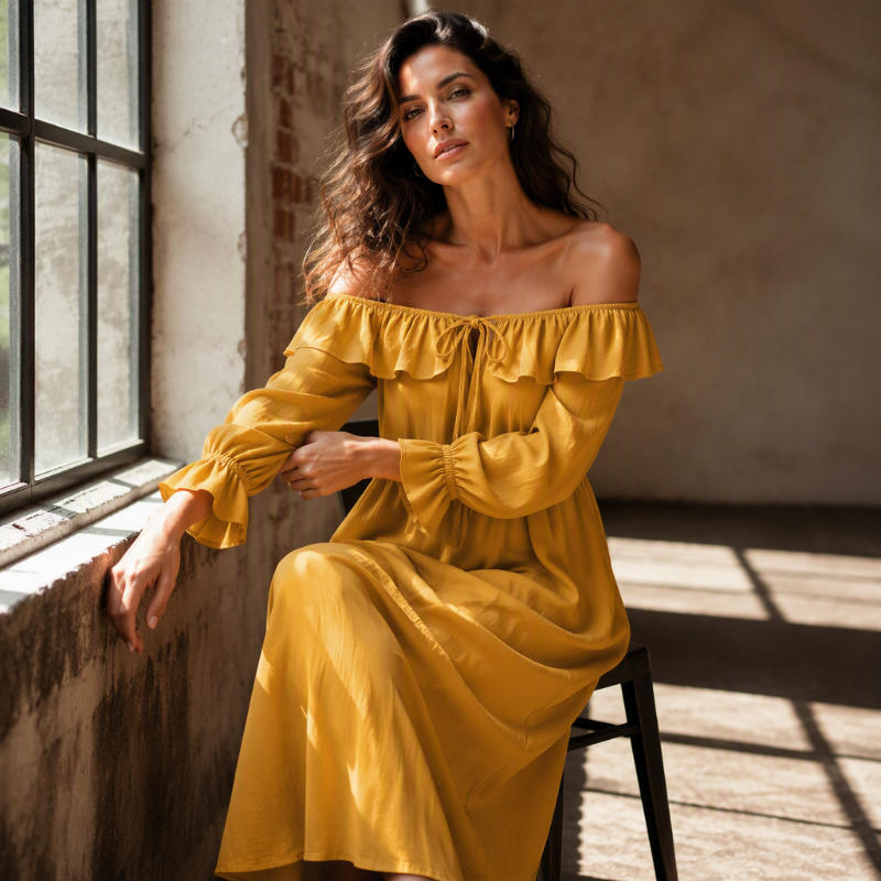 📢📢50%Rabatt!!!🎉✨Lässiges Off-Shoulder-Maxikleid für Damen