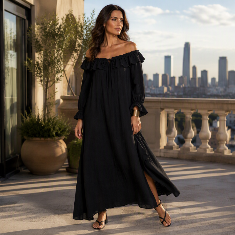📢📢50%Rabatt!!!🎉✨Lässiges Off-Shoulder-Maxikleid für Damen