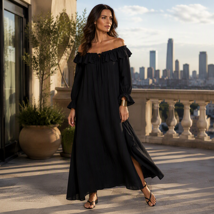 📢📢50%Rabatt!!!🎉✨Lässiges Off-Shoulder-Maxikleid für Damen