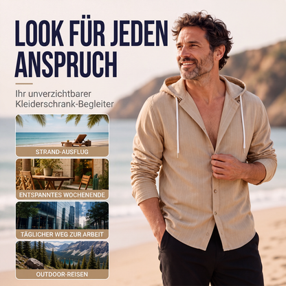 📢📢50%Rabatt!!!🎉✨Gestreeptes Langarm-Kapuzenhemd für Herren