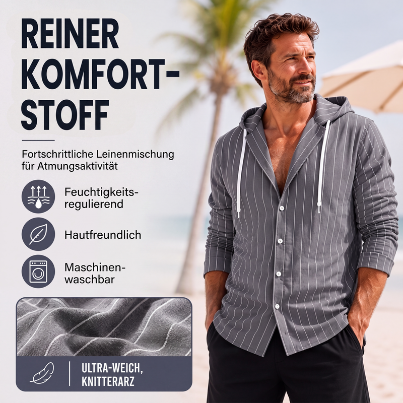 📢📢50%Rabatt!!!🎉✨Gestreeptes Langarm-Kapuzenhemd für Herren