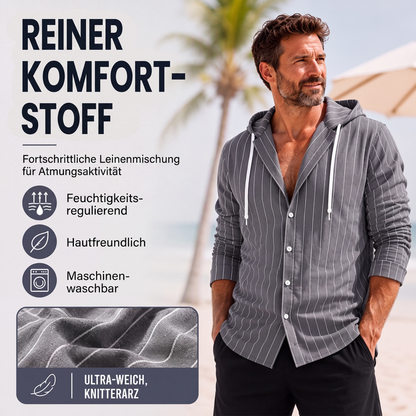 📢📢50%Rabatt!!!🎉✨Gestreeptes Langarm-Kapuzenhemd für Herren